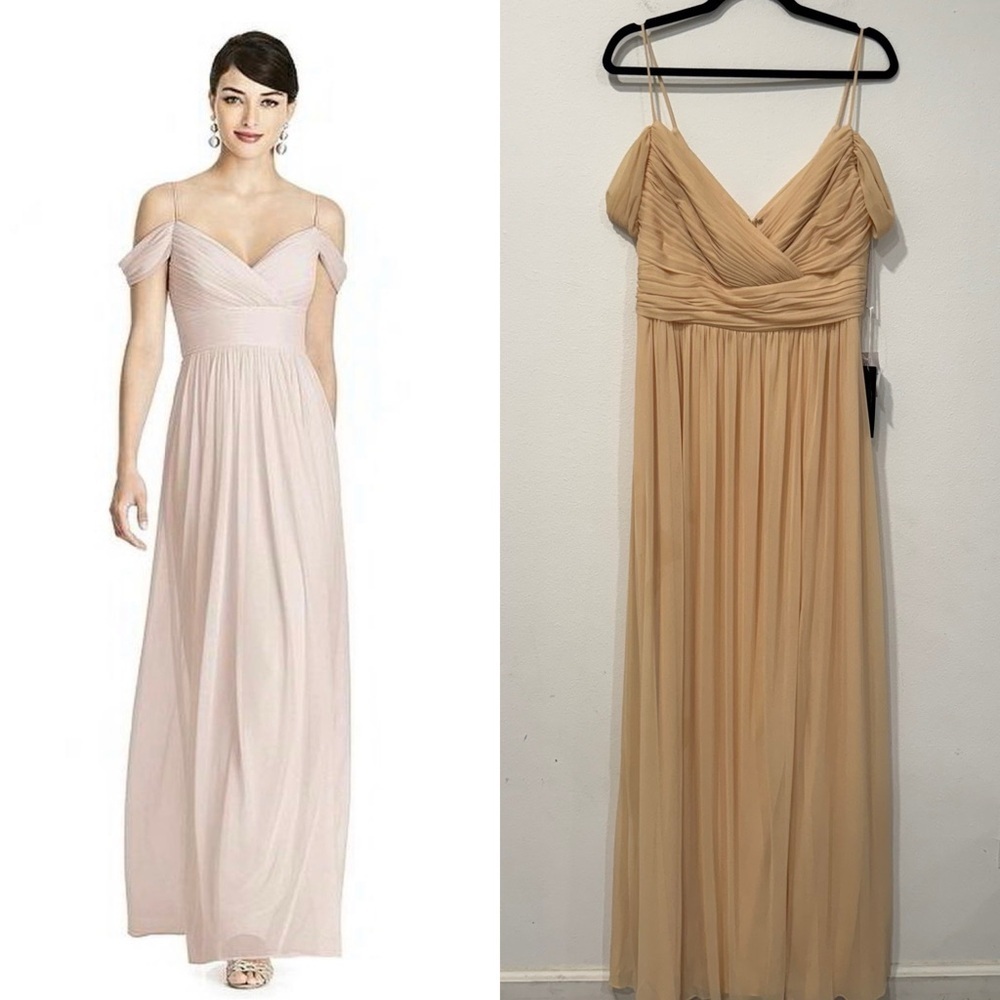 Alfred Sung Chiffon Cold Shoulder Bridesmaid Dress D743 Golden Yellow 12 - Picture 1 of 6